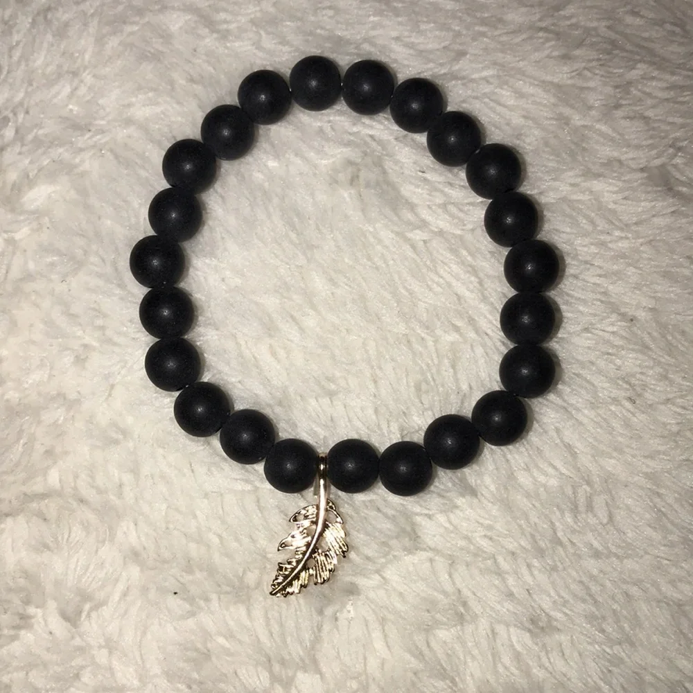 Black and Gold Beaded Bracelet Set